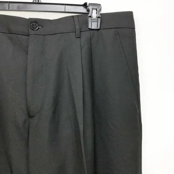 Burberry Mens Wool Pleated Dress Pants EU 52 US 36 Black Classic Trouser